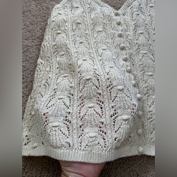 Sezane- Cream Francisco Thin Strap Crochet Lace Tank Too - Picture 5 of 7